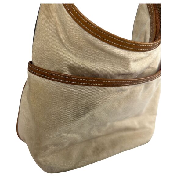 Coach 9873 Vintage Heritage Bucket Purse Beige Tan Canvas Brown Leather - READ - Picture 3 of 5